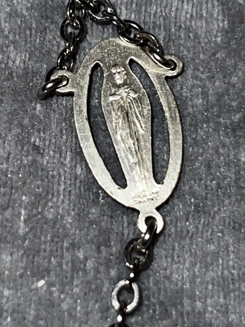 Vintage AB Iridescent Cut Crystal Bicone Silver Rosary Rosaries Necklace 30” - Picture 13 of 13